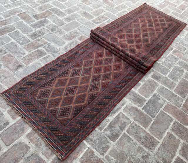 Luxurious 2'7x12'4 Tribal Runner Rug - Hand-Knotted Wool Moshwani , Oriental Cozy Geometric Design Kitchen Hallway - image 1