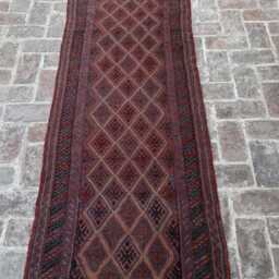 Luxurious 2'7x12'4 Tribal Runner Rug - Hand-Knotted Wool Moshwani , Oriental Cozy Geometric Design Kitchen Hallway - thumbnail 3