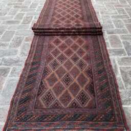 Luxurious 2'7x12'4 Tribal Runner Rug - Hand-Knotted Wool Moshwani , Oriental Cozy Geometric Design Kitchen Hallway - thumbnail 2