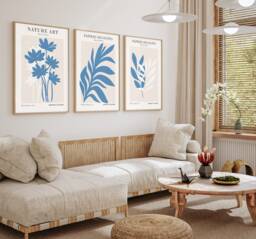 Neutral Wall Prints, Botanical Bedroom Line Art, Home Decor, Hand Drawn Plants, Set Of 3 Prints A2 A1 - thumbnail 1