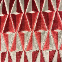 A Pair Of Modern Velvet Pillow Covers, Geometric Pattern & Quilted Shades Or Red - thumbnail 3