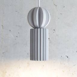 Handmade Concrete Pendant Light Modern Plaster Sphere - thumbnail 2