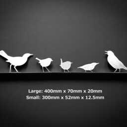 British Garden Birds Silhouette Shelf Ornament - Robin, Blackbird, Wren, Nuthatch & Song Thrush, Gardener Gift - thumbnail 2