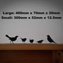 British Garden Birds Silhouette Shelf Ornament - Robin, Blackbird, Wren, Nuthatch & Song Thrush, Gardener Gift - thumbnail 3