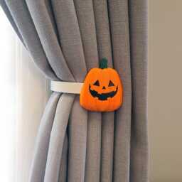 Pumpkin Halloween Curtain Tiebacks, 3D Printed Plastic - Set Of 2 - thumbnail 2
