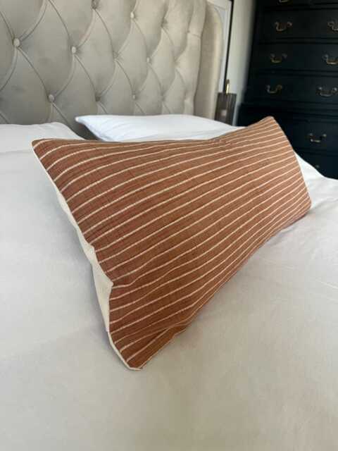 Long Terracotta Bolster Pillow Cover With An Organic Cotton Envelope Reverse - image 1