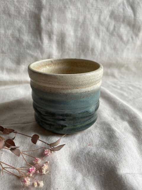 Mountains Bubble Ceramic Cup Or Planter, Handmade Glazed Pot, 200Ml Beige Vessel, Unique British Gift, Handcrafted Plant Pots, Coffee Cup - image 1