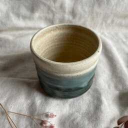 Mountains Bubble Ceramic Cup Or Planter, Handmade Glazed Pot, 200Ml Beige Vessel, Unique British Gift, Handcrafted Plant Pots, Coffee Cup - thumbnail 2