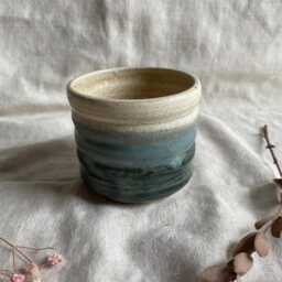 Mountains Bubble Ceramic Cup Or Planter, Handmade Glazed Pot, 200Ml Beige Vessel, Unique British Gift, Handcrafted Plant Pots, Coffee Cup - thumbnail 3