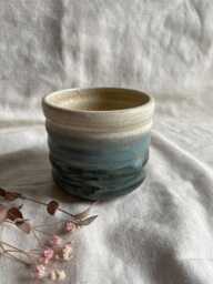 Mountains Bubble Ceramic Cup Or Planter, Handmade Glazed Pot, 200Ml Beige Vessel, Unique British Gift, Handcrafted Plant Pots, Coffee Cup