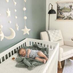 Mini Crib Fitted Sheet Blue & White Cotton Bedding - thumbnail 2