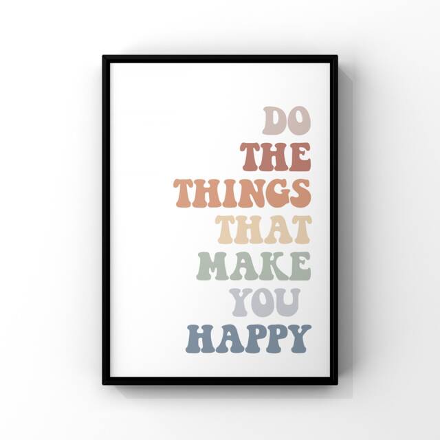 Positive Wall Art, Dressing Room Prints, Happiness Quote Prints With Quotes, Happy Cute Words, Art