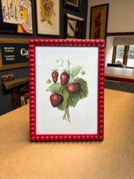 Framed Art Print // Vintage Style Strawberries Red Colour Frame Ready To Hang Wall Decor - thumbnail 1