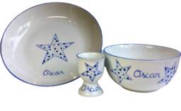 3-Piece Christening Or Birth Gift Set Star Filled With Scattered Blue Stars - thumbnail 1