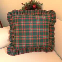 Farmhouse Christmas Plaid Pillow Cover With Ruffles Tartan Euro Sham, Custom Size Holiday Decor - thumbnail 3
