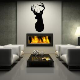 Deer Head Mount Wall Decal - Silhouette Dining Living Bedroom Art Decor Man Cave Hunting Rustic Decoration Wild Game Headboard Children - thumbnail 1