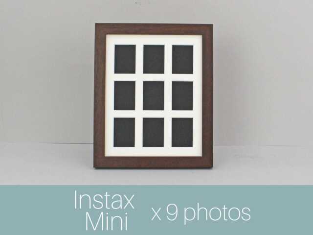 Instax Mini Multi Aperture Wooden Photo Frame. Holds Nine Instax Sized Photos. 10x8 - image 1
