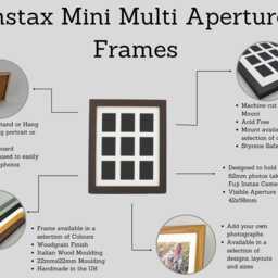 Instax Mini Multi Aperture Wooden Photo Frame. Holds Nine Instax Sized Photos. 10x8 - thumbnail 3