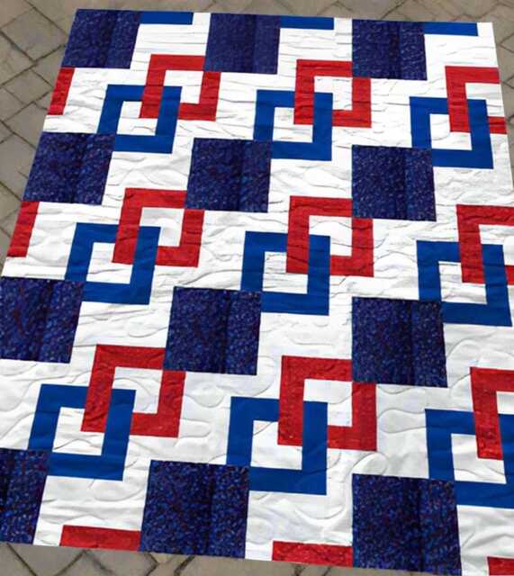 Interlocking Paths Quilt Pattern - Geometric Throw - Digital PDF Download