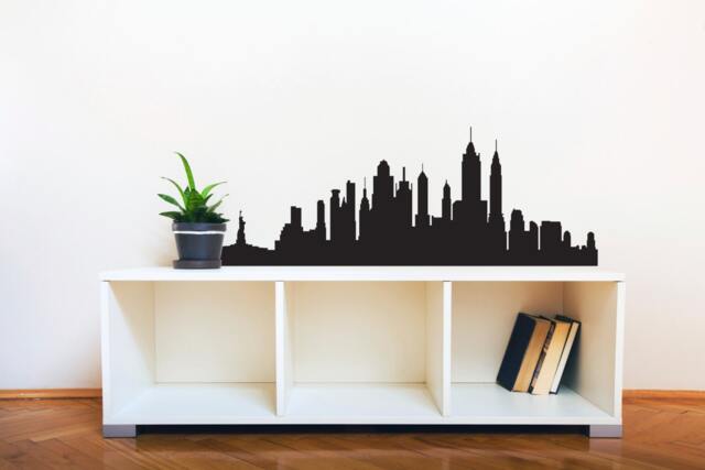 New York City Skyline Silhouette Medium Wall Decal Custom Vinyl Art Stickers - image 1
