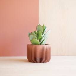 Pink Terracotta Plant Pot, Unique Textured Planter, Original Planter Gift For Home Decor Lover - thumbnail 2