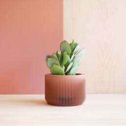 Pink Terracotta Plant Pot, Unique Textured Planter, Original Planter Gift For Home Decor Lover - thumbnail 1