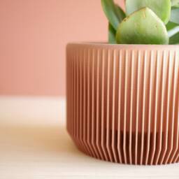 Pink Terracotta Plant Pot, Unique Textured Planter, Original Planter Gift For Home Decor Lover - thumbnail 3