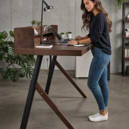 Solid Wood Home Office Desk, Standing 100% Custom & Adjustable Workstation Table, Ergonomic Desk - thumbnail 2