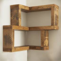 Rustic Corner Shelf, Reversible Shelving, Handcrafted Pinewood Storage & Organisation - thumbnail 2