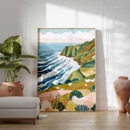 New Zealand Travel Poster Milford Sound Landscape Art Print - thumbnail 3