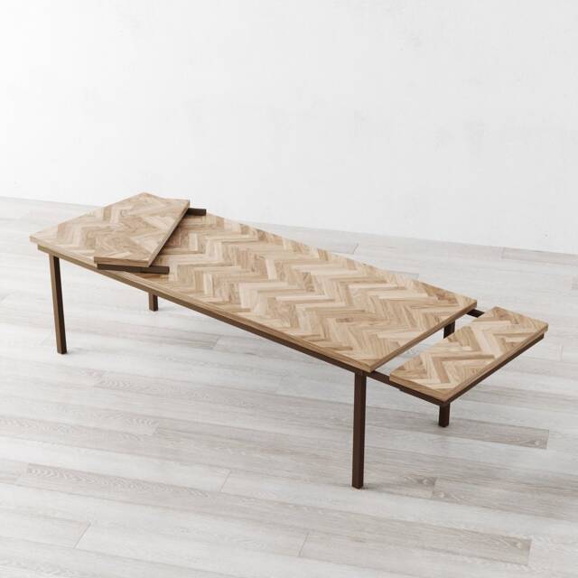Medway Herringbone Extendable Natural Oak Dining Table - image 1