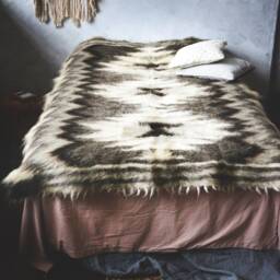 Handwoven Organic Wool Blanket Aztec Tribal Throw - thumbnail 3