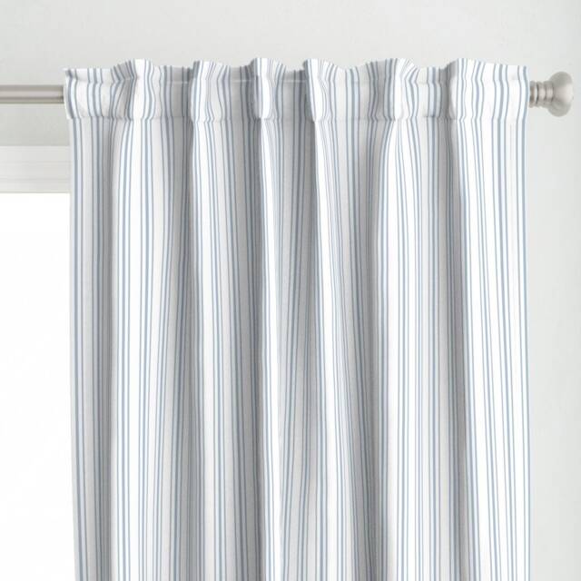 French Ticking Curtain Panel - Shabby Chic Stripe Classic Nautical Simple Nursery Custom Sierra Blue Stripes By Shopcabin - image 1