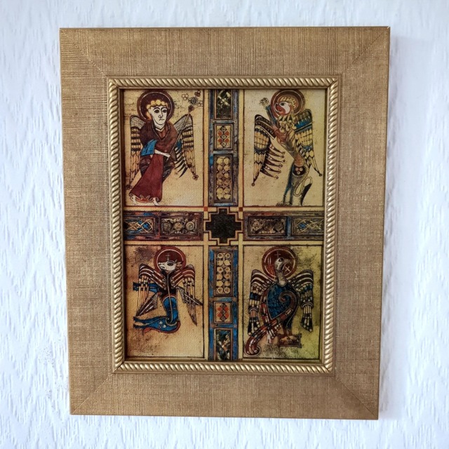 "Four Evangelists - Book Of Kells Handmade Reproduction On Canvas Insular Art Celtic Christian Mysticism 9""x11" - image 1
