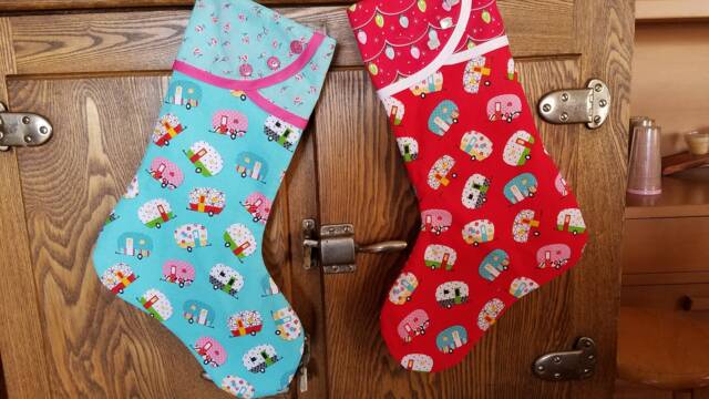 Christmas Stocking With Vintage Trailers Print - image 1