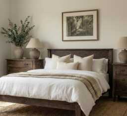 The Rowan Solid Wood Bed Frame - Low Foot End Rustic Modern Bedroom Furniture Handmade in UK - thumbnail 1