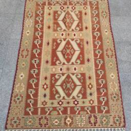 "Handwoven Turkish Kilim Rug Bohemian Flat Weave Wool Rug - 3'10""x5'9" - thumbnail 2