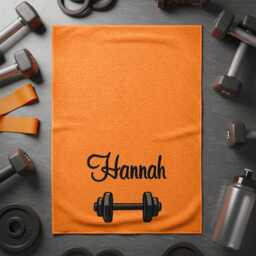 Personalised Barbell Design Towel - Custom Embroidered Name & Text Cotton Gym Weight Lifting - thumbnail 3