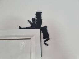 Girl Reading Leaning Against Falling Books Door Topper Decoration - Reader Decor/Wall Art Gift For Librarian Teacher - thumbnail 1