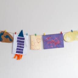 Kids Art Display With Yellow Stars & Mini Clothespegs, Easy Fit Childrens Work Wall Decor - thumbnail 3