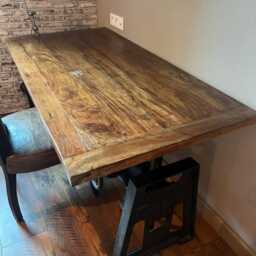 Rustic Solid Wood Dining Table - Handcrafted Office & Conference Farmhouse Modern - thumbnail 3