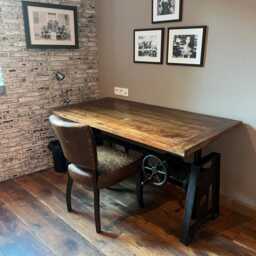 Rustic Solid Wood Dining Table - Handcrafted Office & Conference Farmhouse Modern - thumbnail 2