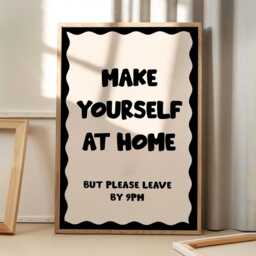 Make Yourself At Home But Please Leave By 9Pm Art Canvas Poster, Trendy Wall Art, Apartment Aesthetic Decor, Retro Printed Gift - thumbnail 1