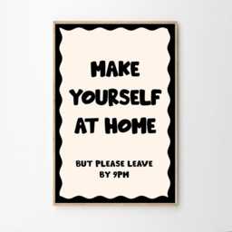 Make Yourself At Home But Please Leave By 9Pm Art Canvas Poster, Trendy Wall Art, Apartment Aesthetic Decor, Retro Printed Gift - thumbnail 2