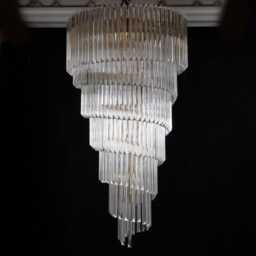 Italian Murano Glass Chandelier, Spiral Triedri Style - Large, Transparent - thumbnail 3