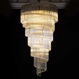 Italian Murano Glass Chandelier, Spiral Triedri Style - Large, Transparent - thumbnail 2