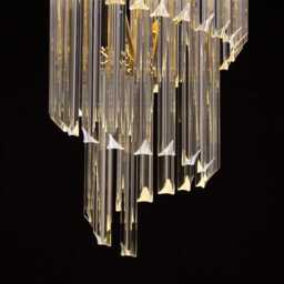 Italian Murano Glass Chandelier, Spiral Triedri Style - Large, Transparent - thumbnail 4