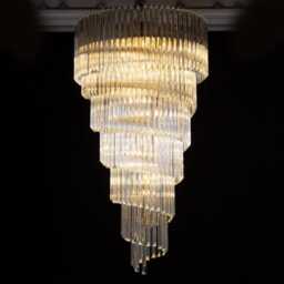Italian Murano Glass Chandelier, Spiral Triedri Style - Large, Transparent - thumbnail 2
