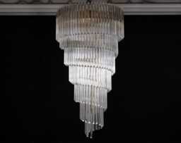 Italian Murano Glass Chandelier, Spiral Triedri Style - Large, Transparent - thumbnail 1