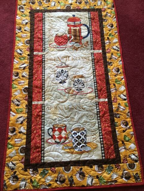 Kitchen Wall Hanging/Coffee Quilted Hanging Quilt/Table Runner/Quilted Art/Quilted Hanging/Housewarming Or Wedding Gift/Gift - image 1
